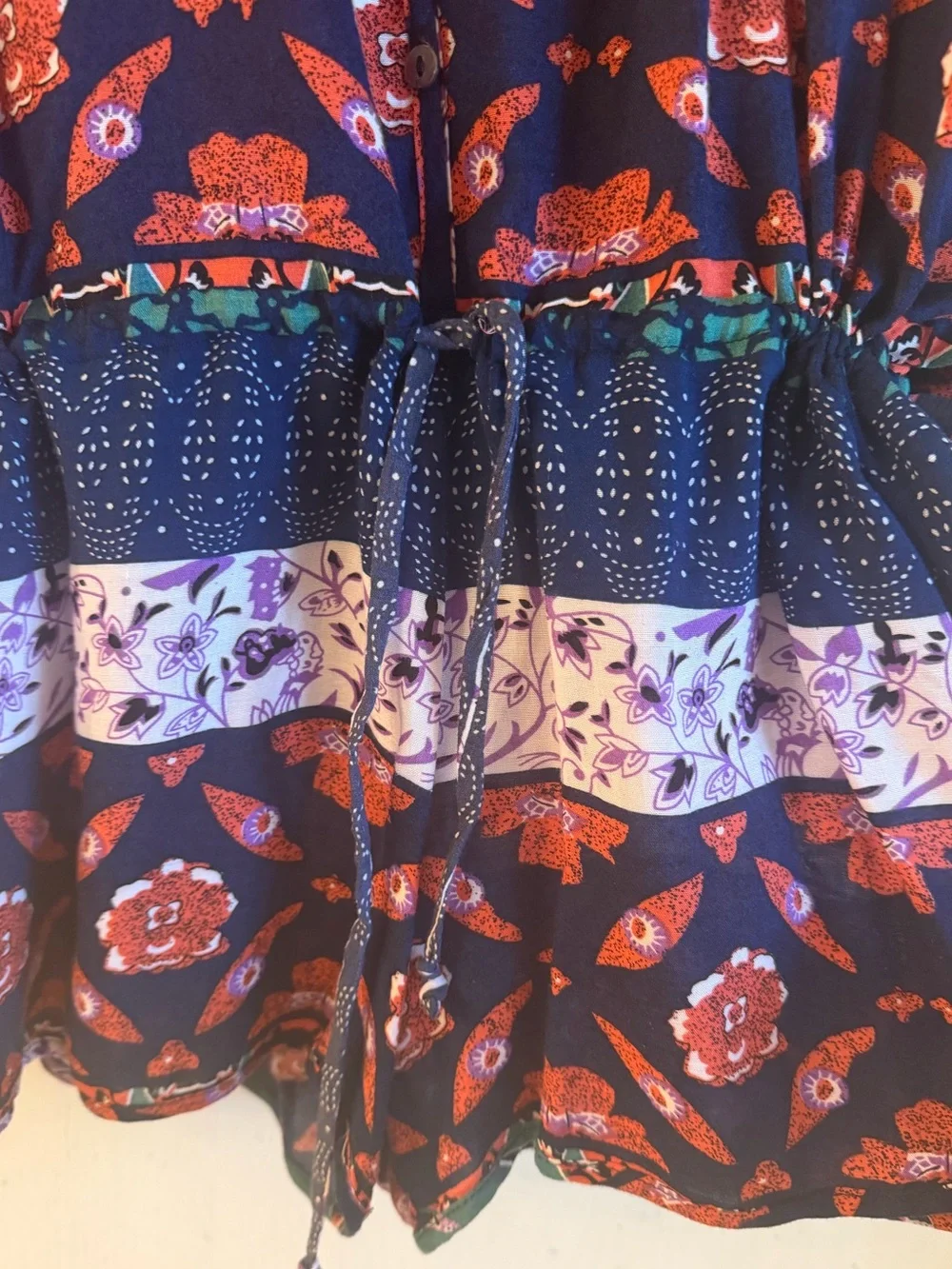 Boho Floral Patchwork Button-Front Women's ROMPER ! SIZE LARGE soft coverup!
